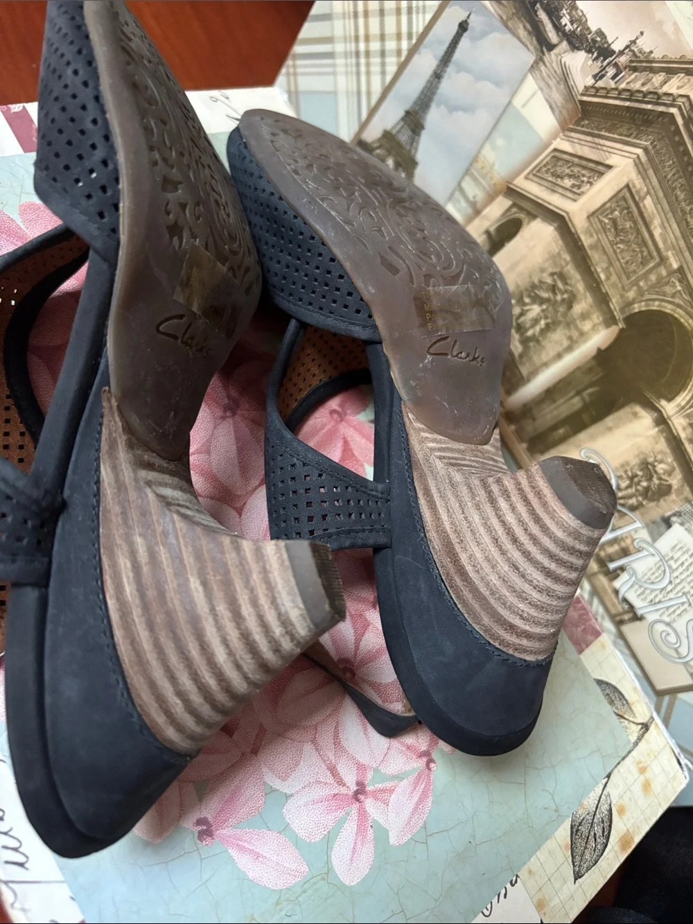 Clarks Evant Julie Heels Sandals Perforated Open Toe